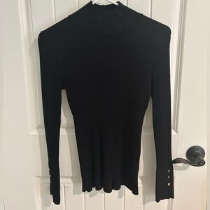 Adrianna Papell Black Ribbed Sweater